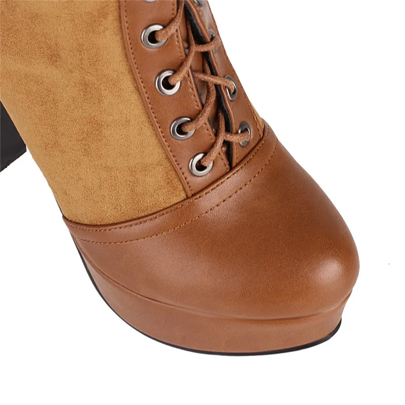 

MoonMeek 2020 Big size 33-43 women boots thick high heels round toe ladies shoes winter fashion lace up knee high boots