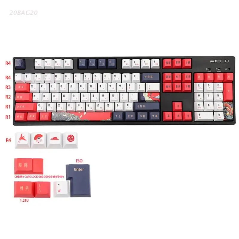 

113 Keys PBT Keycaps Cherry Profile DYE-SUB For Cherry MX Switch 6.25U Spacebar Mechanical Keyboard