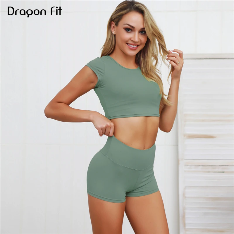 Женский Быстросохнущий Спортивный костюм Dragon Fit комплект из 2 предметов для йоги