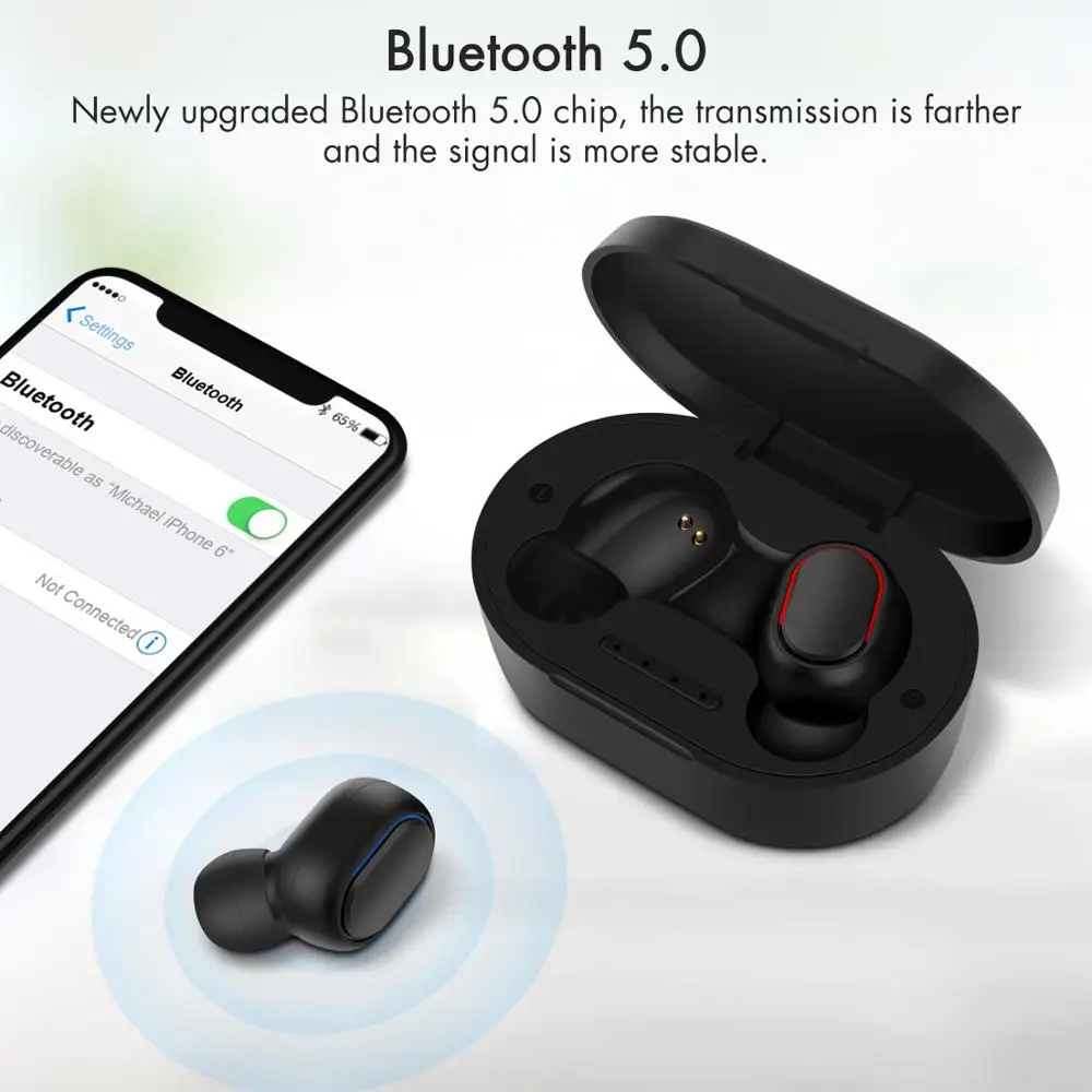 Наушники вкладыши TWS Bluetooth наушники 5 0 настоящие Беспроводные с микрофоном