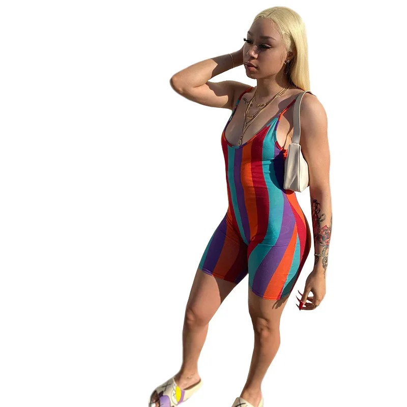 

Womens Playsuits Clothing Fashion Sexy Trend Printed Sling Jumpsuit