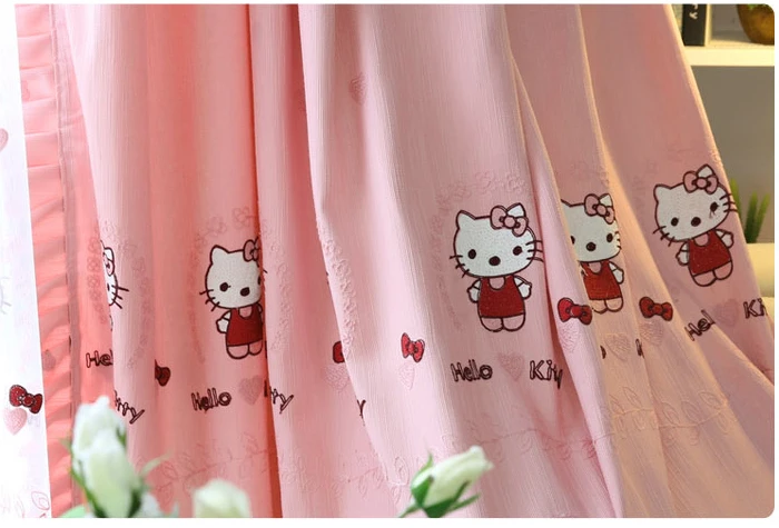 Curtain Hello-kitty, оконные шторы, занавески, тюль для детской комнаты, балдахин, европейский стиль, утолщение, затенение, современное окно - Цвет: Curtain
