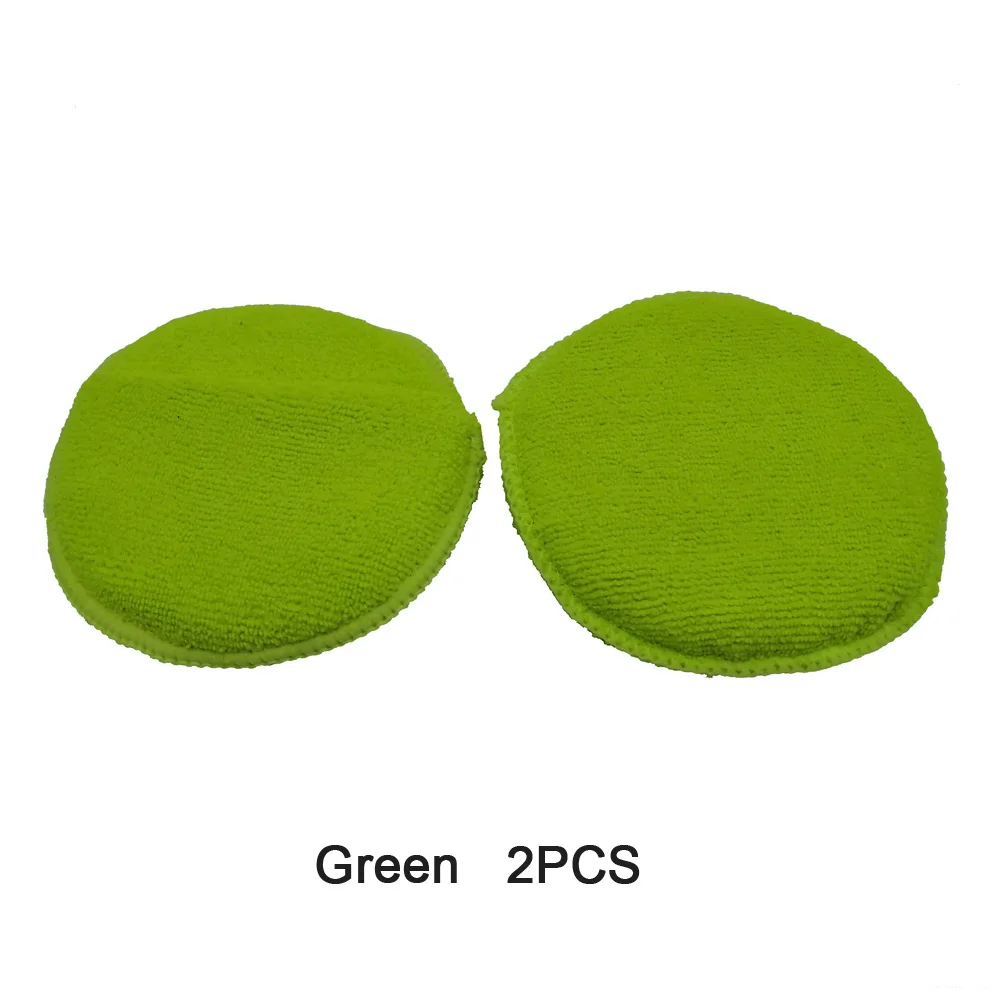 5Inch colorful microfiber compound Sponge foam pad for auto polisher wax applicator pads - Цвет: Green   2PCS