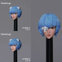 m006m007 16 112 scale warrior ayanamies female soldier blue hair head sculpt carving model with blue pvc hair model