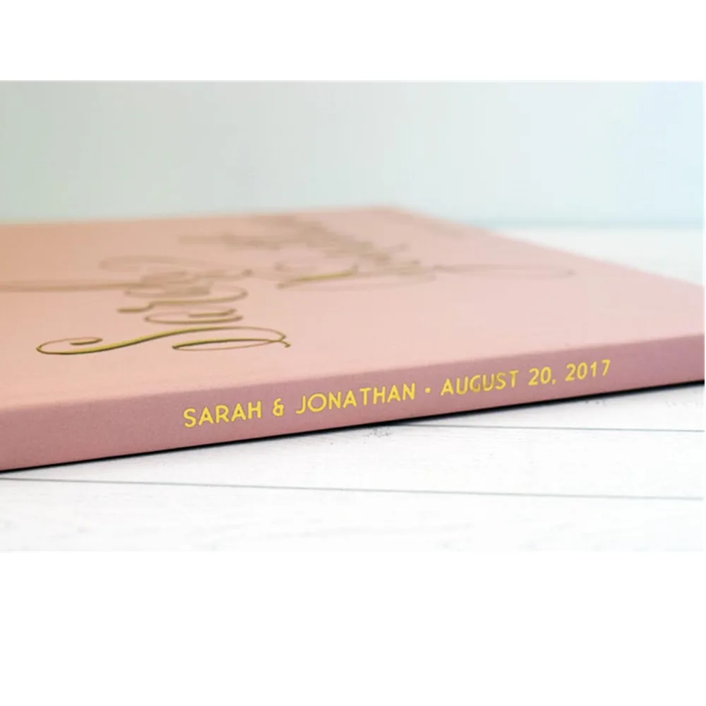 Фольгированная Золотая свадебная книга для гостей с изображением пейзажа