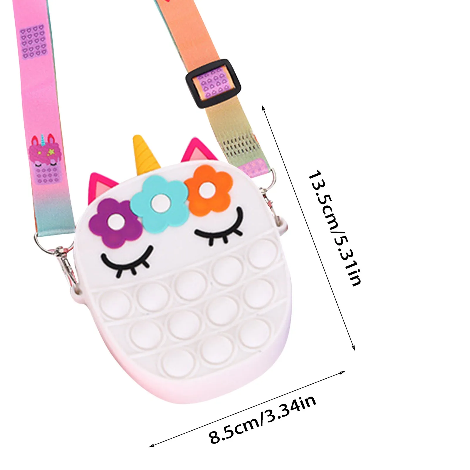 Модная игрушка для релаксации Fidget Toys Push Bubbles Toy Rainbow Unicorn Монетница кошелек для дам Ladies Bag Силиконовая сумка Simple Dimple Crossbody Bags для девочек.