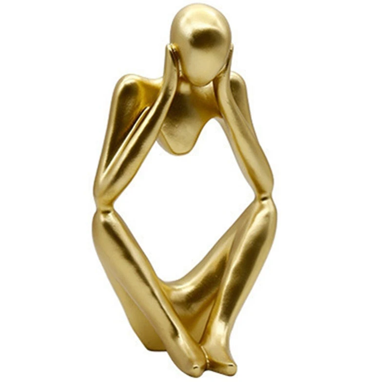 

Nordic Abstract Character Gold Decoration Home Ornament Drawing Room Office Sandstone Decor Gift Statue Sculpture