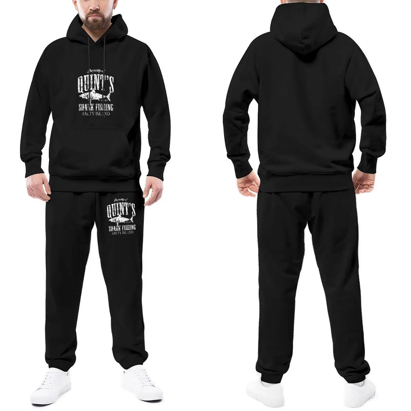 

Shark Mens Tracksuit Set Quints Shark Fishing Amity Island Man Sweatsuits Running Sweatpants And Hoodie Set Sale