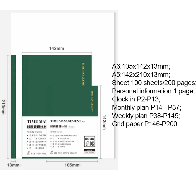 

Fromthenon Journal Time Management Notebook Weekly Monthly A5A6 Planner Schedule Book Refill Inner Core Office School Stationery