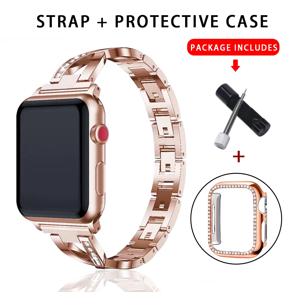 Ремешок + чехол подходящий для apple watch 5/4/2/1 браслет из нержавеющей стали с