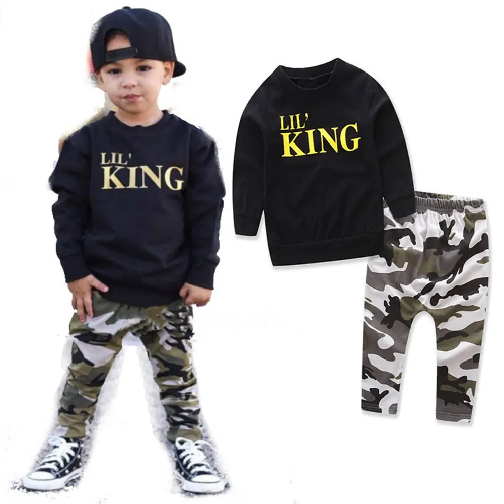 

YOTHG Baby Boy Letter T Shirt Tops+Camouflage Pants Outfits Clothes Set