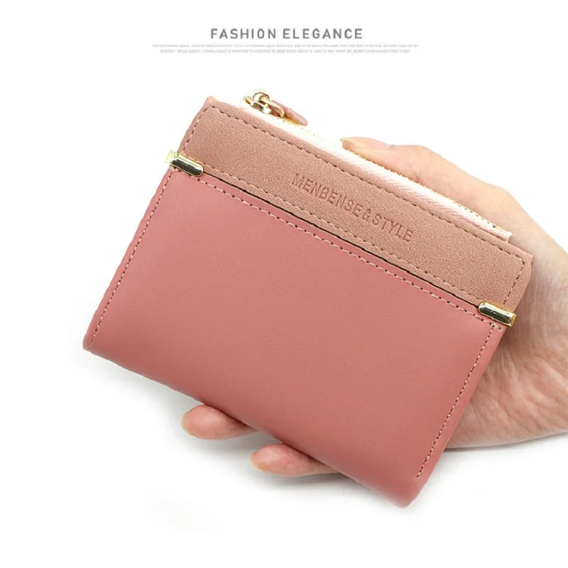 

2021 женские кошельки, кожаный женский кошелек, мини-кошелек с застежкой, однотонный держатель для карт, модные короткие кошельки для монет, м...