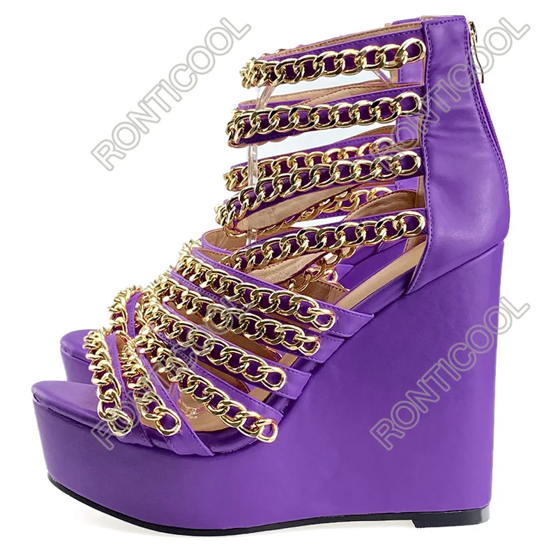 Женские сандалии с открытым носком на цепочке 11 цветов Размеры 35 45 47 52|Боссоножки