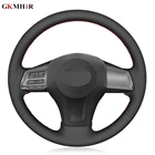 Рука сшитый черный натуральная кожа чехол рулевого колеса автомобиля для Subaru Forester 2013-2016 Legacy Outback 2012-2014 XV 2011-2015