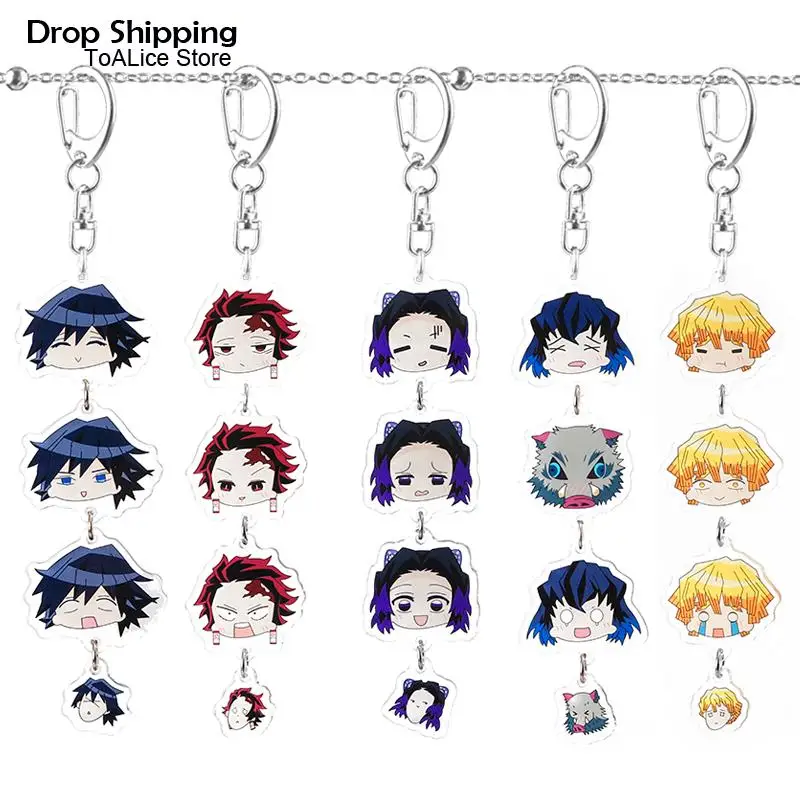 

Set of 5 Demon Slayer Kimetsu no Yaiba Anime Acrylic Keychain Key Chain Bulk Keychain Charms Wholesale Price