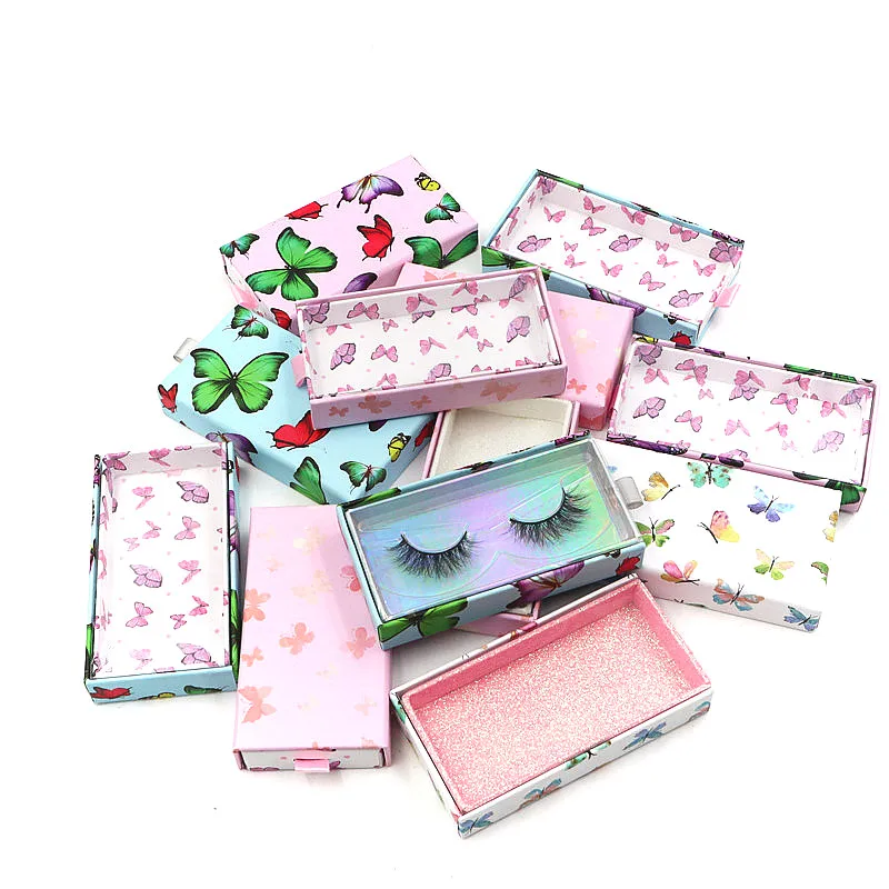 

Wholesale False Eyelash Packaging Box Lash Boxes Packaging Custom Logo Faux Cils 25mm Mink Eyelashes Marble Butterfly