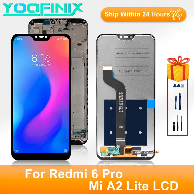 

ЖК-дисплей 5,84 "для Xiaomi Redmi 6 Pro с сенсорным экраном и дигитайзером, запасные части для Xiaomi Mi A2 Lite, оригинал