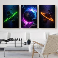 modern universe planet 3 panels canvas posters and prints space star wall art decorative painting for living room mural cuadros