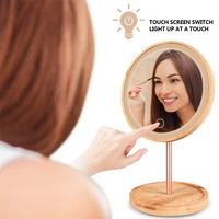 led makeup mirror vanity wooden desktop adjustable light miror touch screen standing cosmetic mirrors
