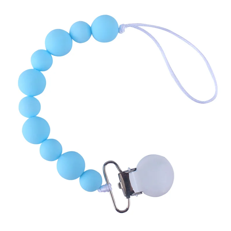 XCQGH Baby Pacifier Chain Clip Pure Color DIY Loose Beads Molar Silicone Anti-drop | Мать и ребенок