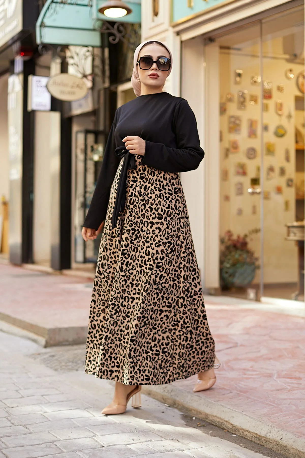 Женское платье хиджаб одежда Турецкая высокое качество леопардовый Стиль Morocian