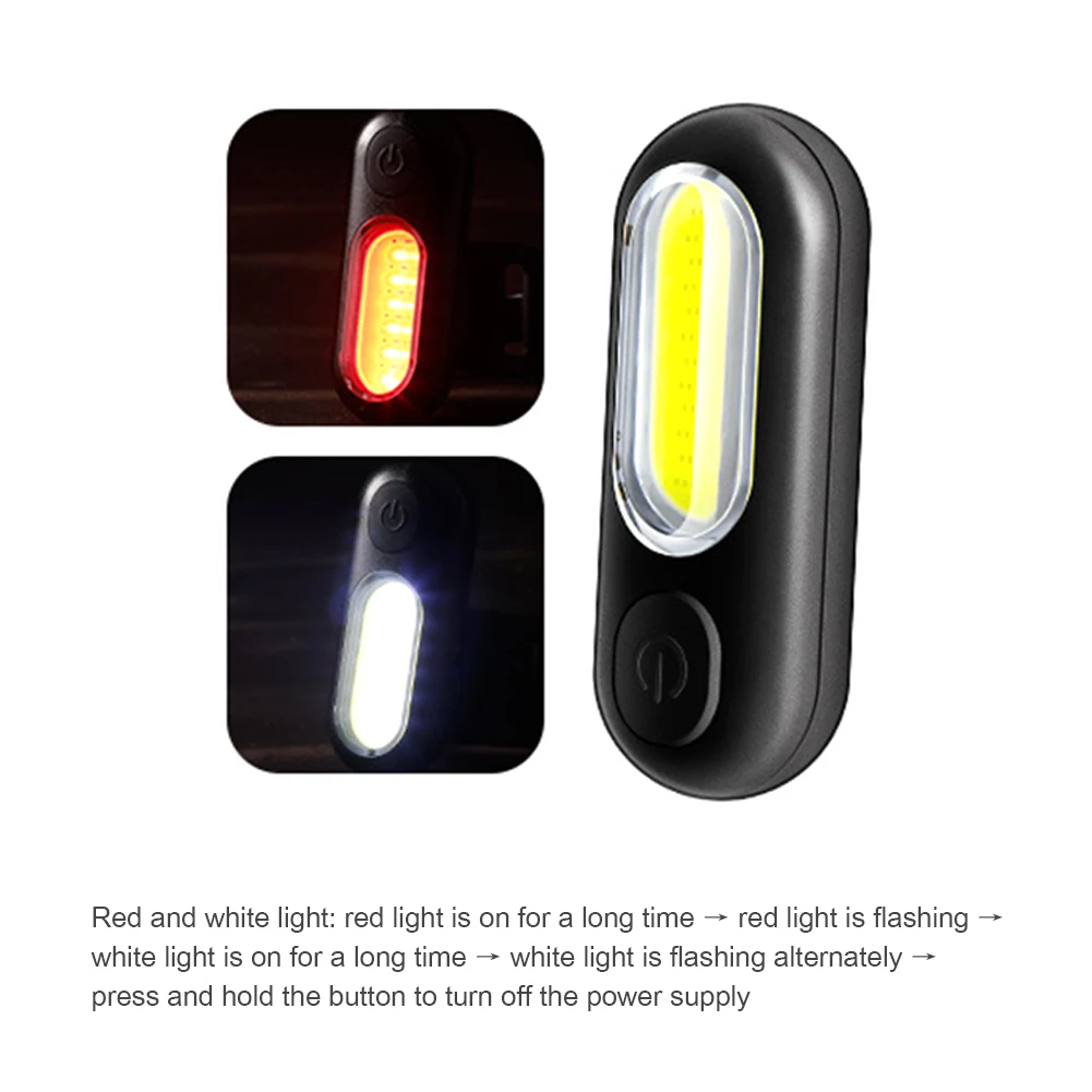 

COB LED Bicycle Lamp USB Rechargeable 5 Modes Red White MTB Road Bike Taillight Safety Helmet Warning Light Cycling Equipment