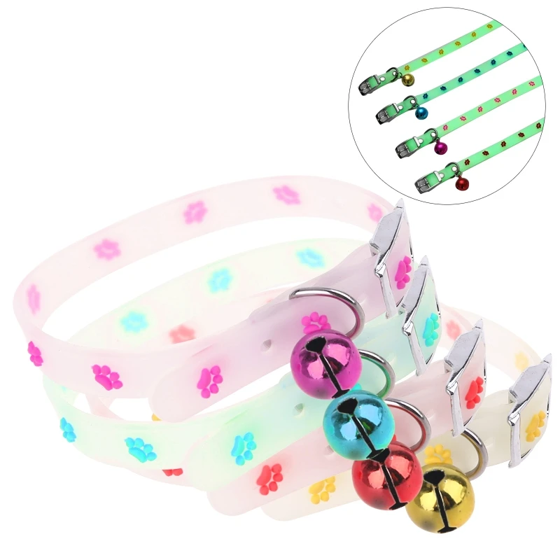 

Pet Glowing Collars with Bells Glow at Night Dogs Cats Light Luminous Necklace