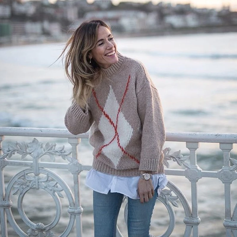 Женский свитер с круглым вырезом Katara зимний Повседневный свободный элегантный