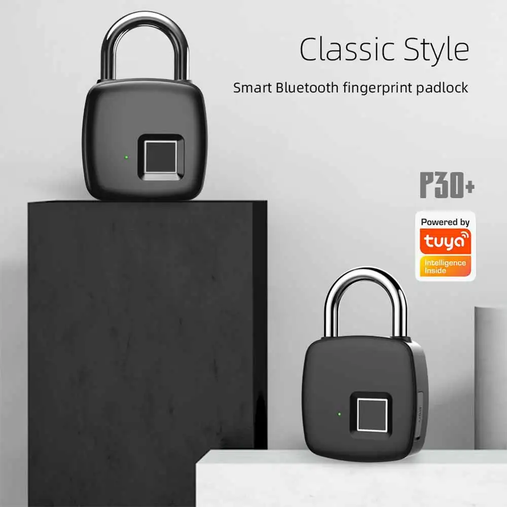 

P30+ Smart Fingerprint Lock Waterproof Touch Intelligent Safe Biometric Padlock USB Charging Bluetooth Connection Lock