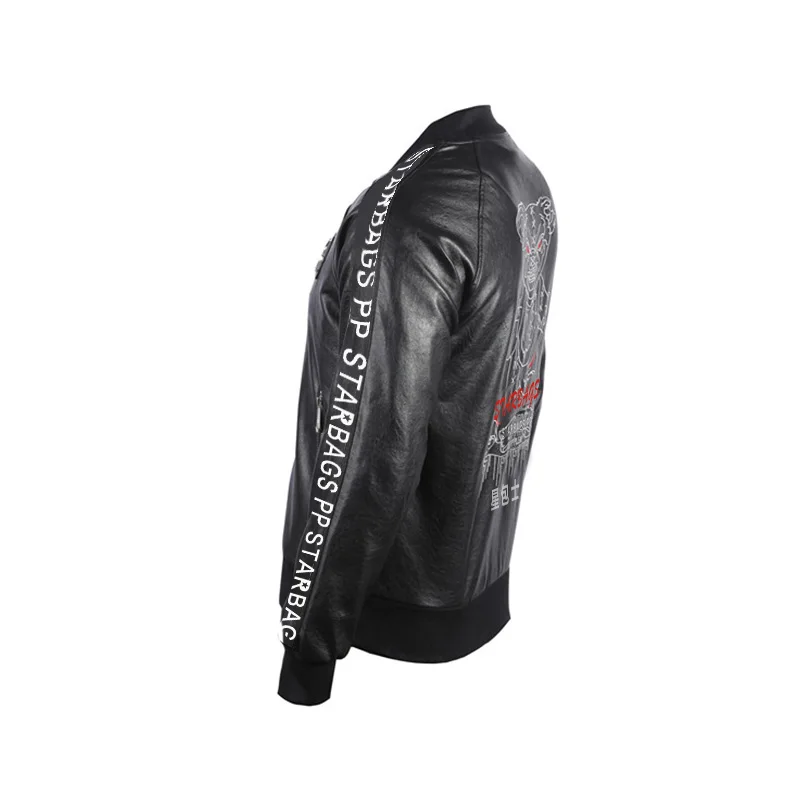 

Starbags pp leather men's clothing imitation leather skull Philip prang coat autumn and winter leisure fashion trim motorcycl