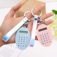 mini calculator keychain portable pocket candy color abs keyring electronic calculator with acrylic buckle key chain