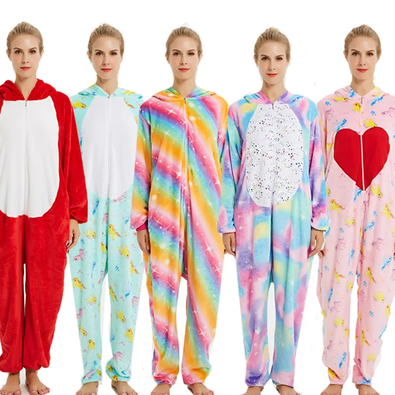 Новое животное кигуруми комбинезон для взрослых унисекс Единорог Ночная сорочка