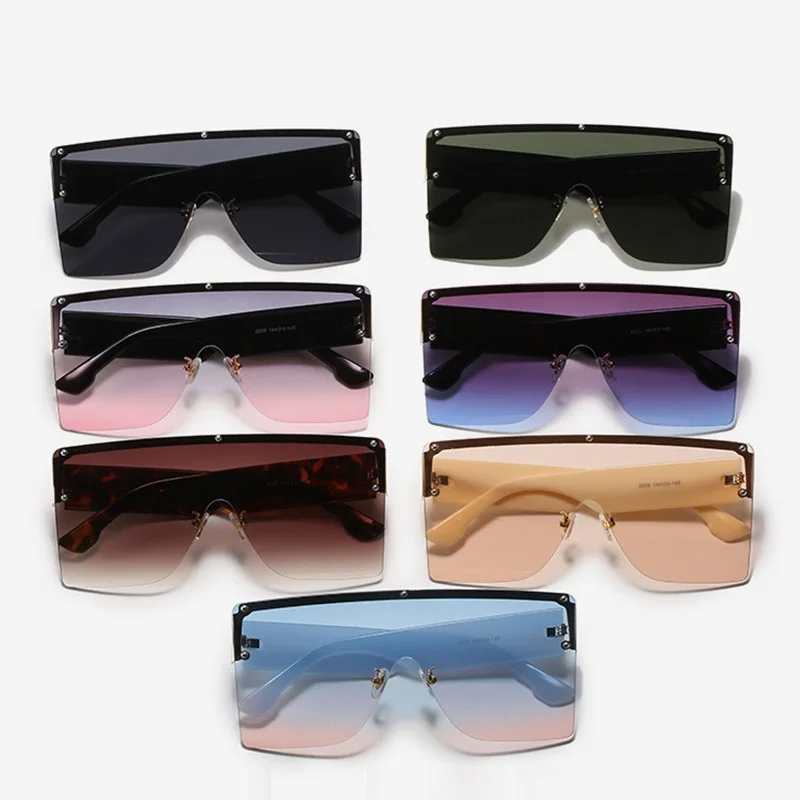 

Fashion One Piece Sunglasses Women Square Gradient Shades Men Vintage Brand Design Oversized Sun Glasses Women Men Oculos De Sol