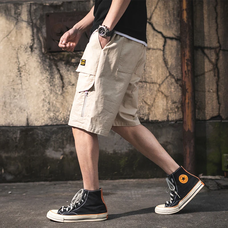 

2021 Summer Men's Shorts Drawstring Multi-pocket Cargo Shorts Loose Comfortable Streetwear Hip Hop Shorts Male