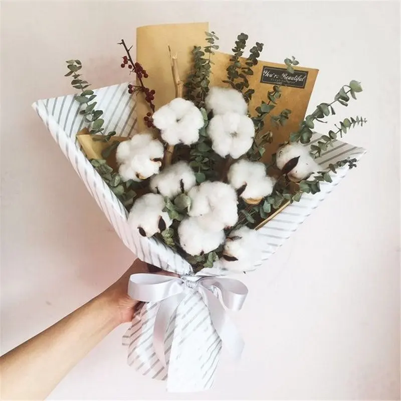 Fake flower Home Decor Christmas Diy Gifts White Cotton Artificial Flowers Decorative 10PCS | Дом и сад