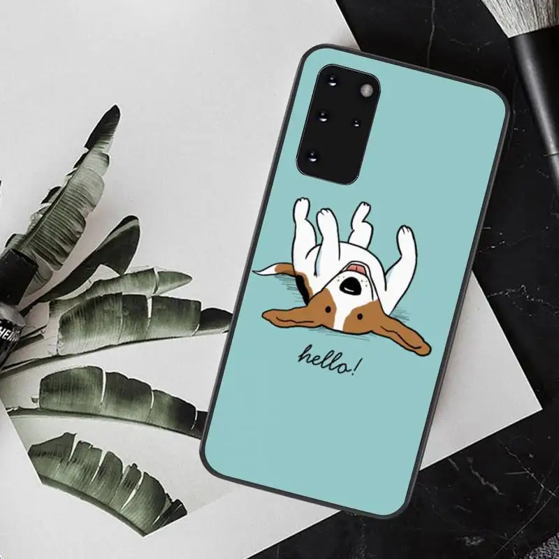 HPCHCJHM милый Бигль Черная мягкая крышка чехол для телефона Samsung S20 plus Ultra S6 S7 край S8 S9