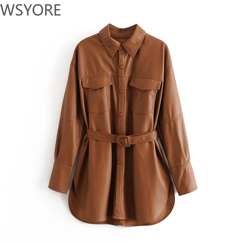 WSYORE рубашки из искусственной кожи женские весенние и осенние европейские