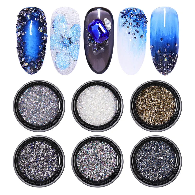 1 коробка 3D украшения для ногтей острые Стразы мини бусины с острым дном