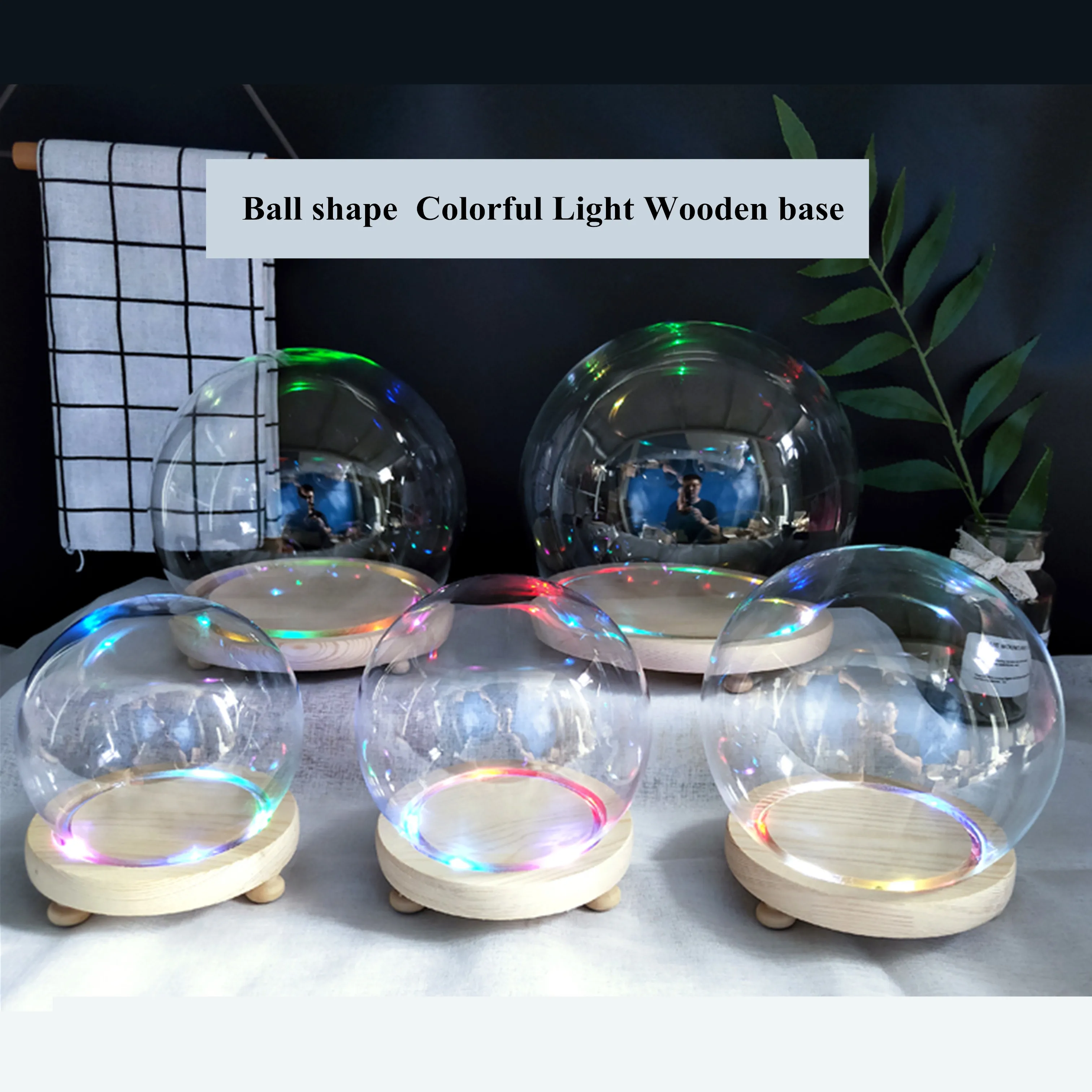 12 см диаметр рекламные DIY подарок стеклянный снежный купол с светодиодный светильник Красочный Светодиодный светильник flash украшение Глобус