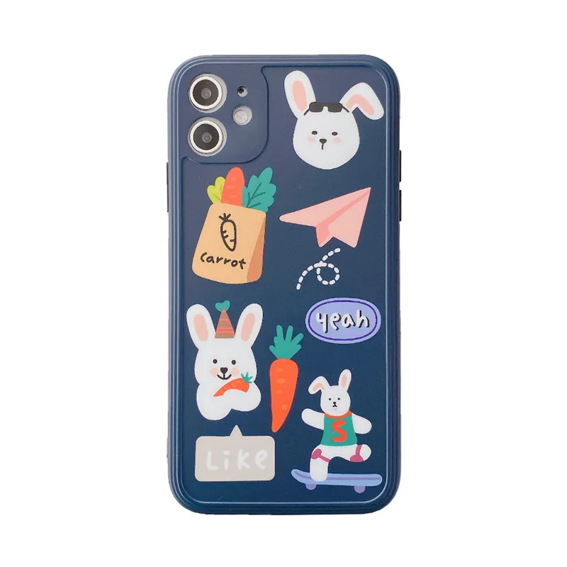 

Cute Cartoon Animal Graffiti Bear Rabbit Phone Case For iPhone 11 Pro Max Xr X Xs Max 7 7PLus 8 Plus Cases Soft Silicone Cover