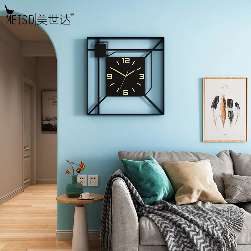 MEISD Роскошные Металлические Часы большие черные настенные часы винтажные
