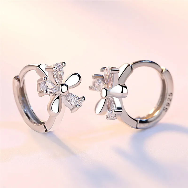 Милый CZ серьги в виде цветов тонкой 925 стерлингового серебра с AAA кубический