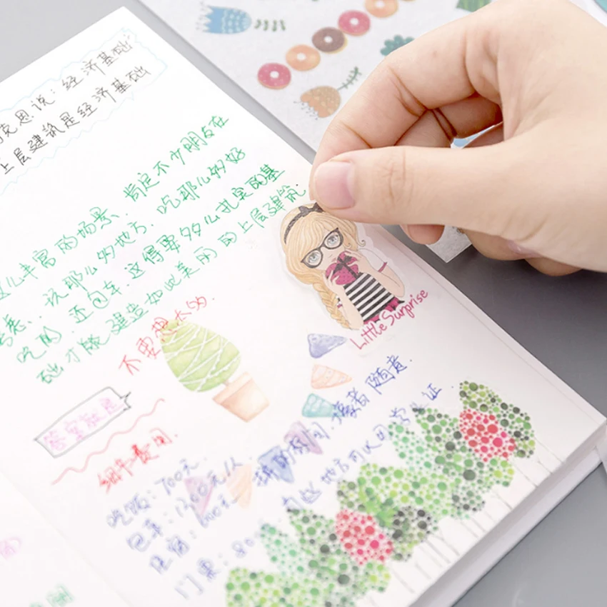 6 шт./лот милые маленькие свежие бумажные наклейки прозрачные ПВХ детские