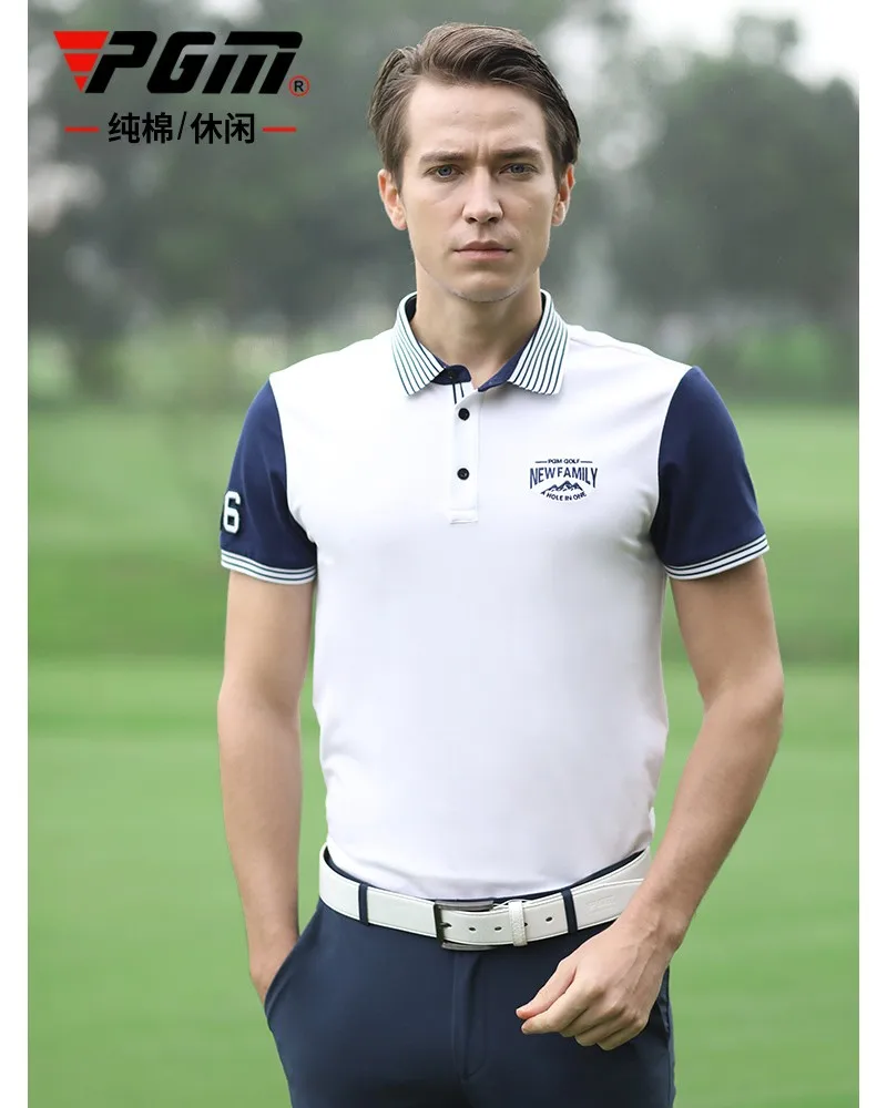Летняя Новое поступление Классическая хлопковая Мужская рубашка для гольфа PGM