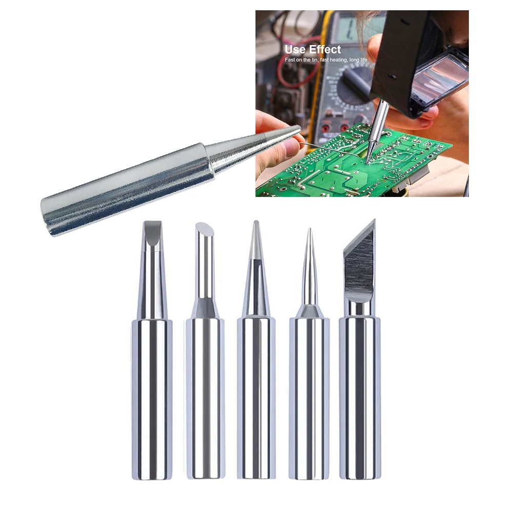 5pcs Lead Free Solder Iron Tips Replacement 900M T I Head For Soldering Repair Station Tips|Электрические паяльники| |