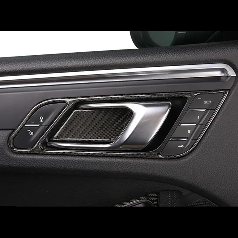 Внутренняя дверная ручка из углеродного волокна 4 шт. для Porsche Macan 2014 2018 автомобильный Стайлинг чаша крышка