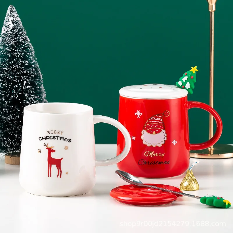 Креативная Рождественская кофейная кружка керамическая милый мультяшный