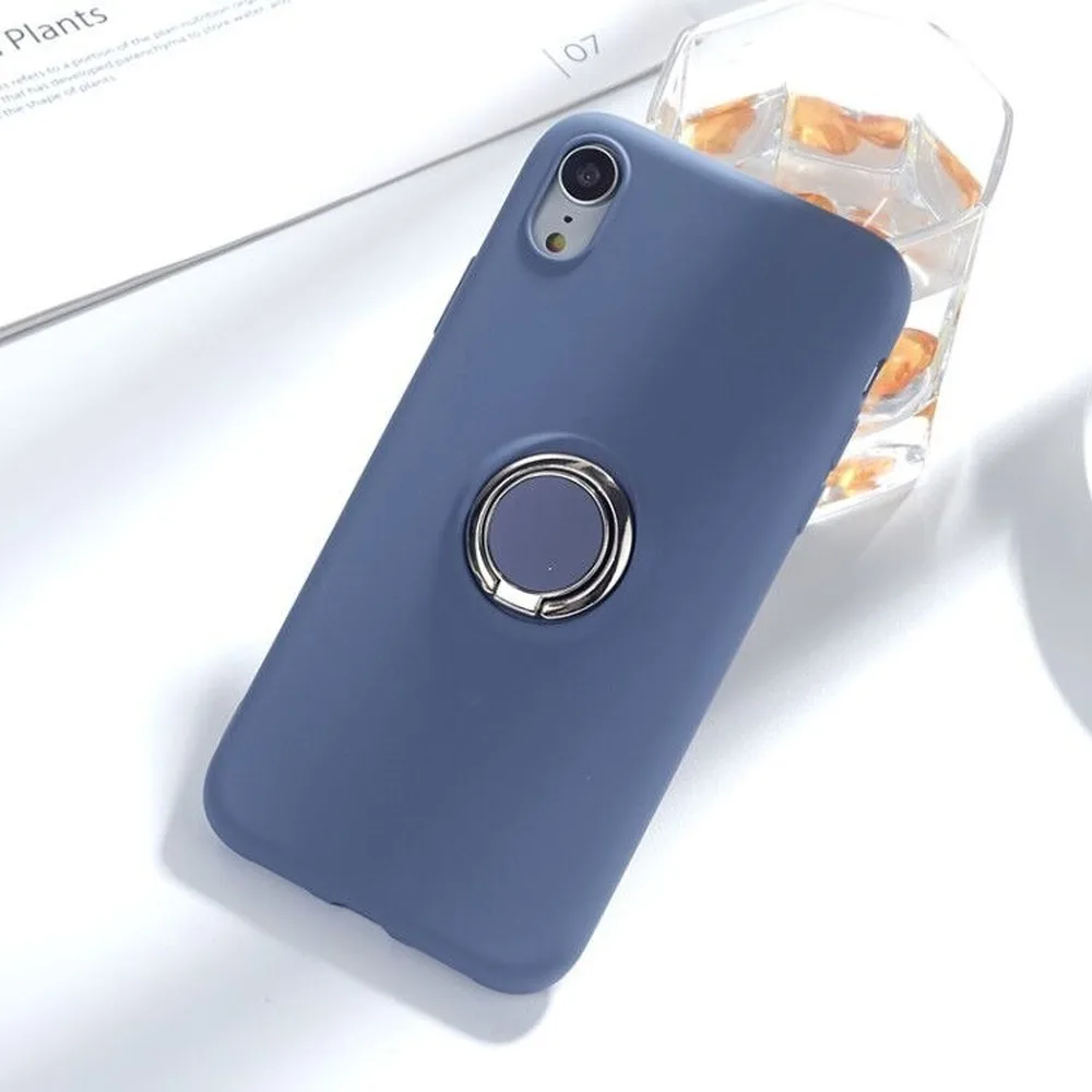Liquid Silicone Phone Case for SamSung A70 A50 S10 Plus S8 S9 Magetic Metal Ring Holder Cover Samsung Note10 Coque | Мобильные