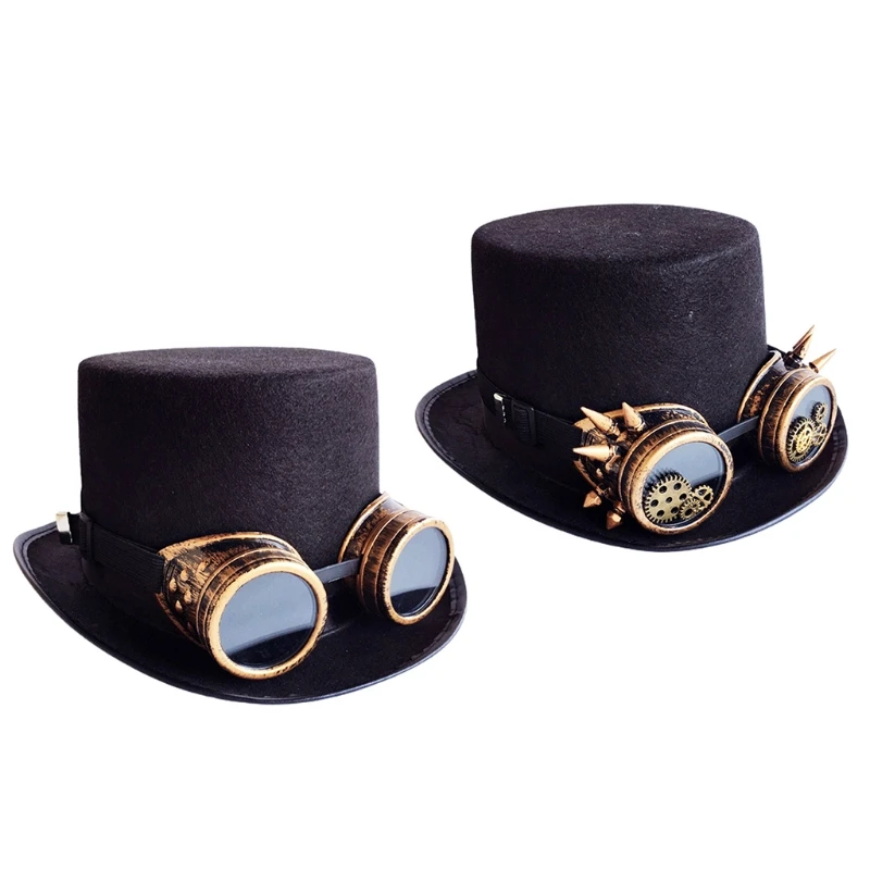 

1980s Victorian Steampunk Top Hat Cool Deluxe Halloween Costume Time Traveler Steampunk Fancy Dress Costume Party Unisex
