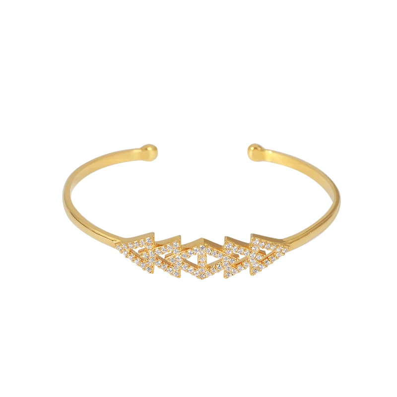 

New style simple elegant temperament hollow geometric inlay small fresh girl heart opening bangle female